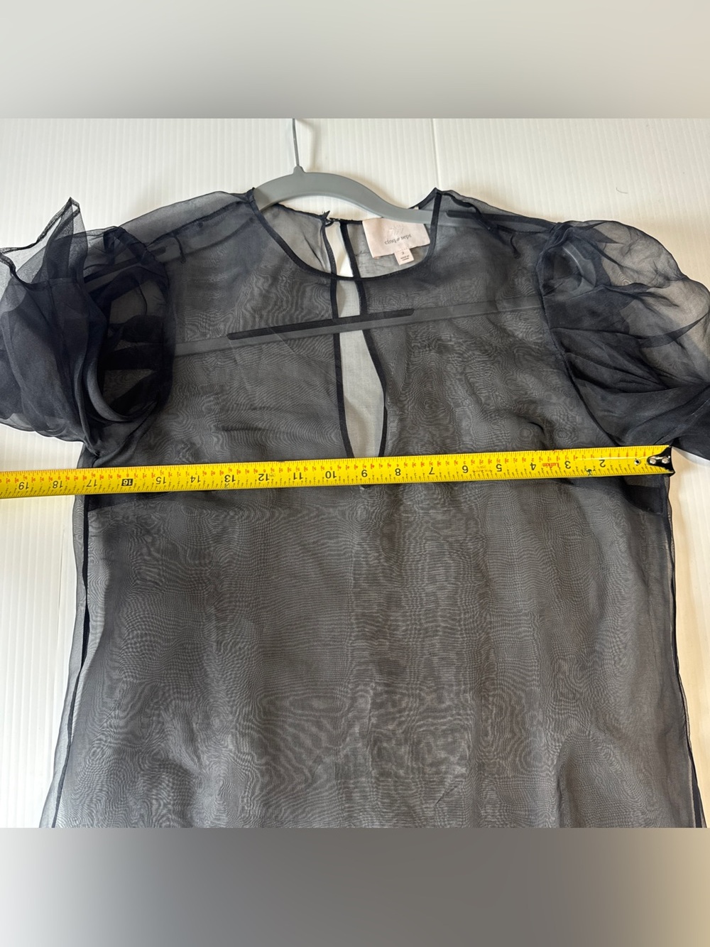Cinq à Sept Erin Organza Puff Sleeve Silk Black Mini Dress Size 2 Sheer Y2K - Picture 8 of 8